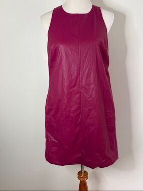 J. Crew Magenta Vegan Leather Shift Dress | S